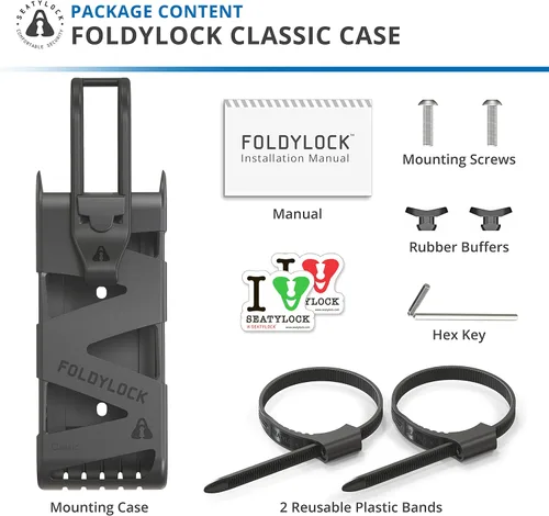 Miniatura 3 de Seatylock FoldyLock - Funda de transporte para bicicleta clásica, ultra ligera para candado plegable y portátil, accesorio de fijación de bicicleta