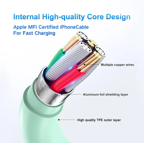 Miniatura 5 de Cargador para iPhone de carga rápida, [certificado MFi] Cargador de pared USB C de 20 W con cable USB C a Lightning de 6 pies, cable de carga rápida