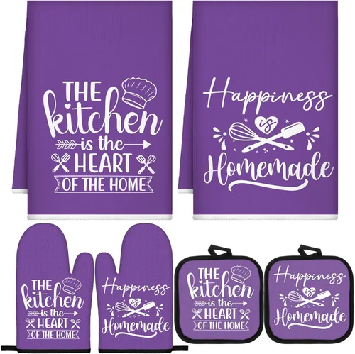 Miniatura 16 de Sratte Juego de 6 Piezas de Accesorios de Decoración de Cocina Estilo Granja Toallas Agarraderas Manoplas de Horno Juego de 2 Paños de Cocina 2 Negro