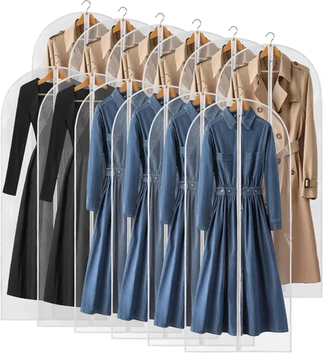 Miniatura 12 de Bolsas de ropa transparentes de 40" para colgar ropa, 12 paquetes de bolsas de traje para almacenamiento de clóset, bolsas de traje impermeables