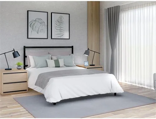 Miniatura 2 de East West Furniture FTQBBLK Fulton - Cama de plataforma Queen con 5 patas de metal, magnífica cama con recubrimiento en polvo, color negro