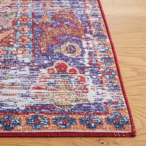 Miniatura 4 de SAFAVIEH Tucson Collection - Alfombra lavable de 2 pies 6 x 8 pies, color rojo y azul marino, antideslizante, ideal para zonas de alto tráfico