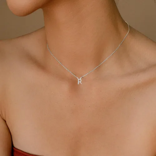 Miniatura 2 de Silver Initial Necklace for Women, Dainty Silver Necklace Personalized Silver Initial Letter Necklace Cute Silver Choker Necklaces for Women Trendy