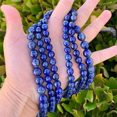 Miniatura 4 de Adabele GE15-6 - 1 hebra de piedras preciosas curativas de lapislázuli azul natural, no teñidas, cuentas sueltas redondas y sueltas, espaciador