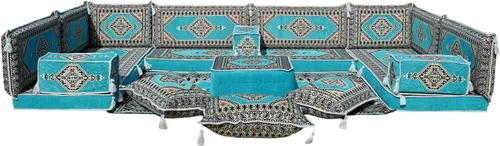 Miniatura 39 de arabicsofa Cojines de piso árabe en forma de U – Sofá tradicional Majlis con sofá otomano