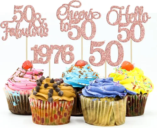 Miniatura 14 de Gyufise Paquete de 24 adornos negros para cupcakes de 10.º cumpleaños con purpurina negra 10 Ten Hello 10 Dights dobles desde 2015 para decoraciones