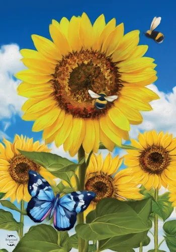 Miniatura 8 de Briarwood Lane Bandera de casa de verano con jilguero y girasoles 19 - Jilguero