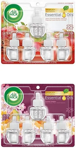 Air Wick 5 recambios de aceite perfumado para enchufar, manzana, canela y delicias de verano, (5 x 0.67 onzas), aceites esenciales, ambientador
