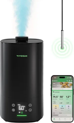 Miniatura 8 de VIVOSUN AeroStream H09 Humidificador Inteligente Wi-Fi, Humidificador de 2.38 Gal / 9 L con Sonda de Temperatura y Humedad, Control Remoto