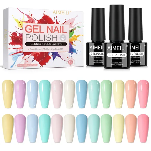 Miniatura 18 de AIMEILI Juego de esmaltes de uñas de gel nude – 12 colores sin hema, gelatina neutra, rosa, blanco lechoso, efecto transparente, manicura