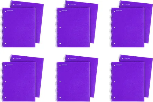Miniatura 27 de Mintra Office Cuadernos de espiral duraderos, 3 materias (lavanda, verde salvia, salmón, rayas universitarias, paquete de 3)