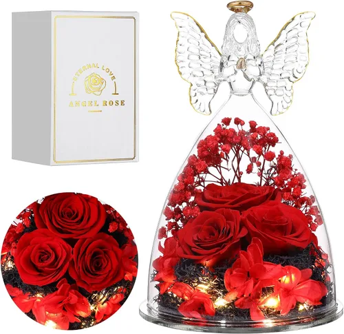 Miniatura 14 de Ocosy Regalos de rosas para el Día de la Madre para ella, regalos de rosas grandes para mujeres, rosas reales para siempre en figuras de ángel