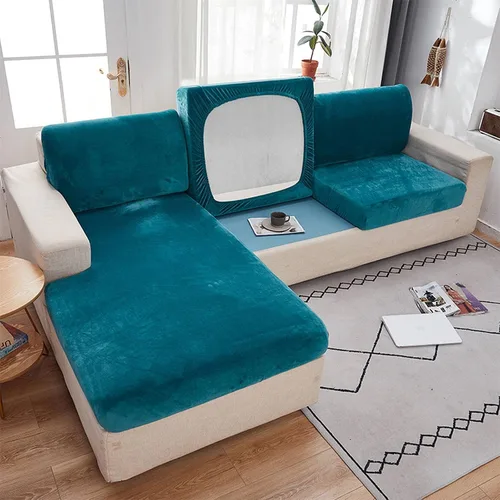 Miniatura 8 de Fundas de cojín de terciopelo elástico, funda de cojín suave para asiento de sofá, extraíble y lavable, protector de muebles para cojín de asiento