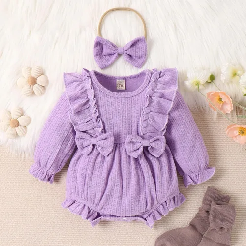 Miniatura 2 de Yccutest Mameluco de manga larga para bebé recién nacido, con volantes, para otoño e invierno