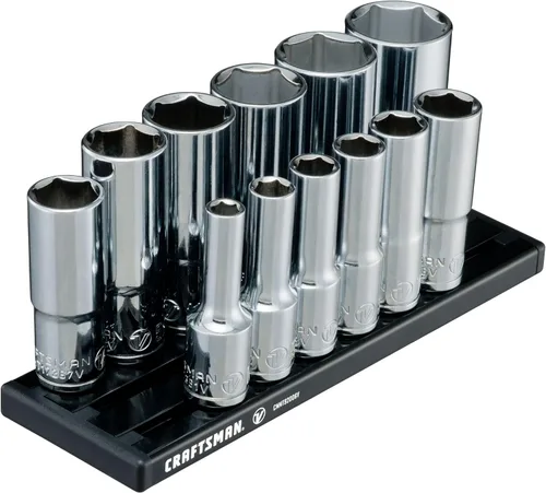 CRAFTSMAN Serie V Juego de zócalos, SAE profundo, unidad de 3/8 pulgadas, 12 piezas (CMMT17360V)