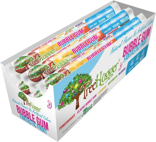 Tree Hugger Goma de burbujas totalmente natural, fruta fantástica, 1.6 onzas (paquete de 12)