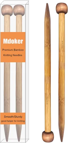 Miniatura 12 de Mdoker Aguja de tejer de bambú recta, de un solo punto, agujas de tejer para suéter de 10 pulgadas de longitud para proyectos de tejer hechos a