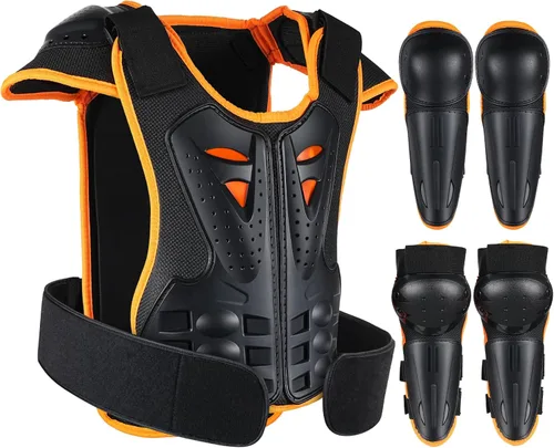 Miniatura 12 de JUSTDOLIFE 5 piezas de equipo de motocross juvenil, chaqueta de protección de armamento de motocicleta, armadura de motocicleta para niños con Azul