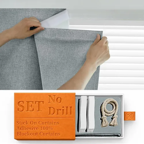 Miniatura 10 de Cortina opaca adhesiva, tratamiento completo de ventana de oscuridad para oficina en casa