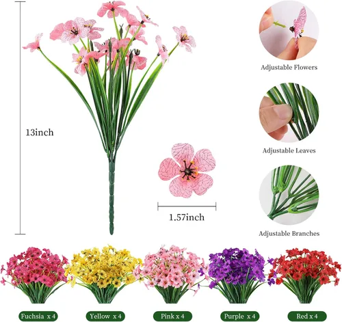Miniatura 57 de AmyHomie 16 paquetes de flores artificiales de eucalipto negro para exteriores, resistentes a los rayos UV, flores sintéticas que no se decoloran