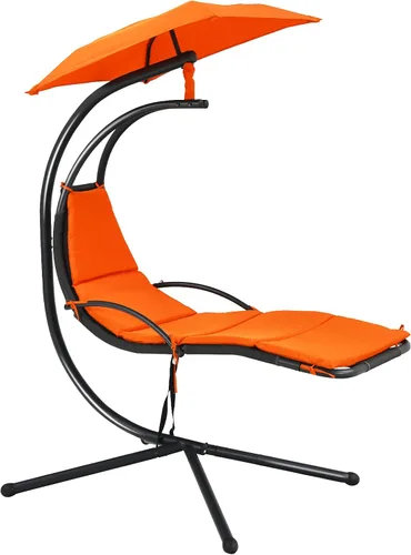 Miniatura 8 de Giantex Tumbona colgante para exteriores, silla hamaca de patio con toldo extraíble, cojín y cuerda anticaída, hamaca colgante de arco para patio