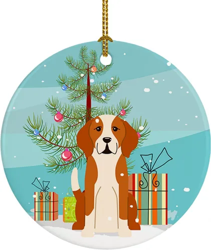 Miniatura 83 de Caroline's Treasures Adorno de cerámica para árbol de Navidad, Laika Spitz de Siberia Occidental, decoración colgante para árbol de Navidad