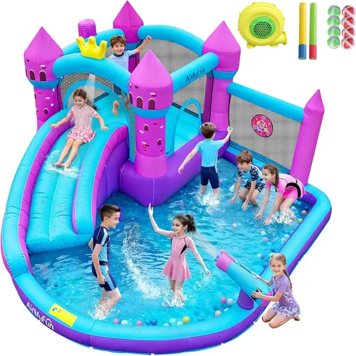 Miniatura 9 de AirMyFun Casa Inflable de Rebote de Dinosaurio para Niños de 3-8 con Soplador – Castillo Inflable Grande con Tobogán, Castillo de Salto para Niños