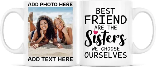 Miniatura 14 de Taza de café con texto en inglés "Because Of You I Laugh", regalo para mujeres, mejores amigas, mejores amigas, tazas personalizadas de amistad