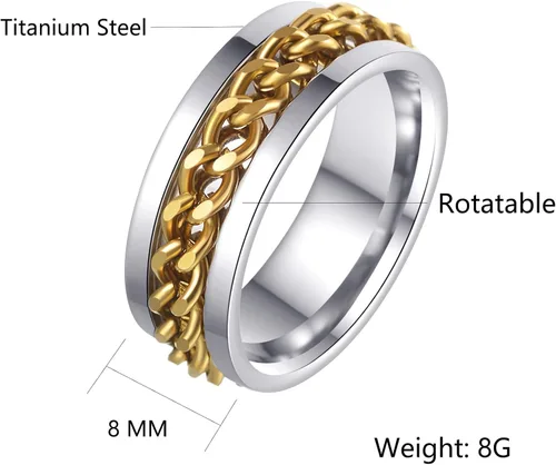 Miniatura 43 de Anillos giratorios para la ansiedad para hombre, anillos clásicos de cadena para mujeres y adultos, anillo de acero de titanio