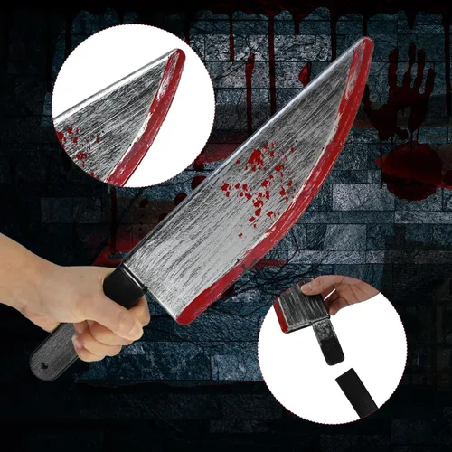 Miniatura 3 de Cuchillo de carnicero de Halloween, 2 unidades, cuchillo clásico de película de terror, cosplay, accesorios de goma para Halloween
