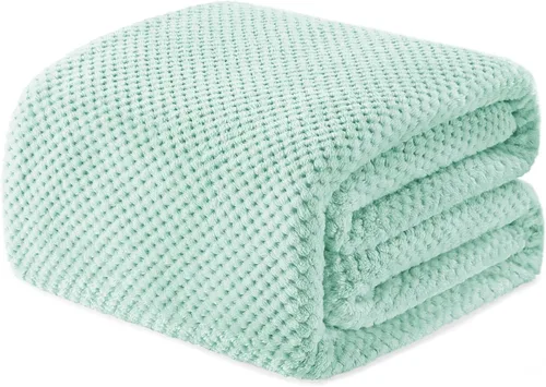 Miniatura 27 de Exclusivo Mezcla - Manta de vellón extragrande para sofá o cama, mantas supersuaves y cálidas con textura de gofre, acogedora, mullida y ligera Azul