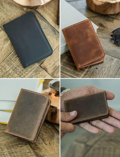 Miniatura 6 de Carteras de cuero genuino hechas a mano, tarjeteros minimalistas y fundas para pasaporte, regalo hecho a mano