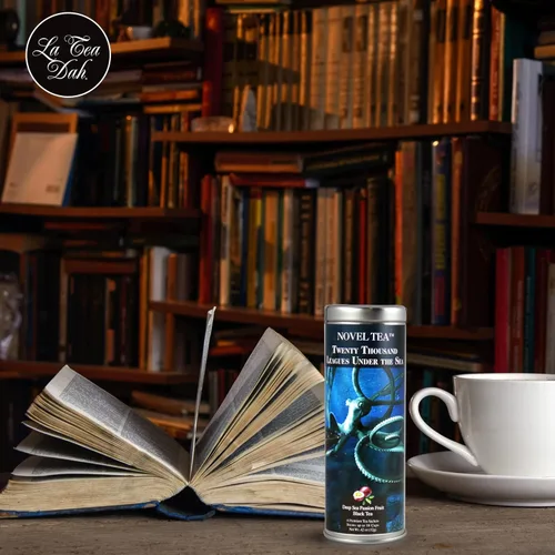 Miniatura 4 de Noveltea Cesta de regalo de té literario de La Tea Dah, 5 tés gourmet, agitador de miel y diario, regalos para escritores y lectores, juego
