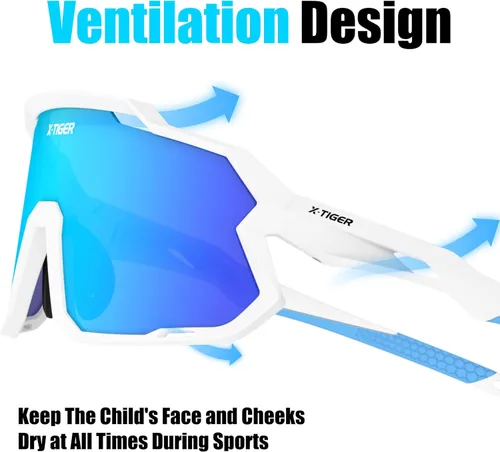 Miniatura 7 de X-TIGER Gafas de sol polarizadas para niños y niñas, lentes de sol de béisbol polarizadas para niños de 8 a 14 años, UV400, gafas de ciclismo
