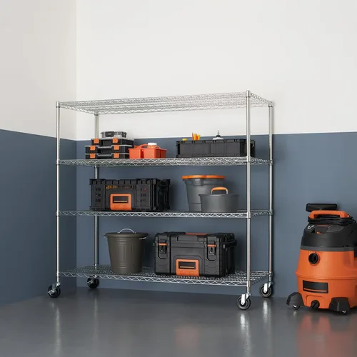 Miniatura 4 de Trinity Basics - Estantería de alambre ajustable de 4 niveles con ruedas para organización de cocina, almacenamiento de garaje, cuarto de EcoStorage