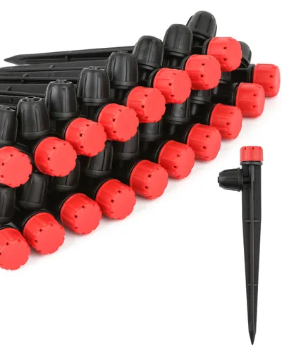 Miniatura 11 de 100 piezas de emisores de riego por goteo para tubos de riego por goteo de 1/4", goteros ajustables de flujo de agua de 360 grados en estaca