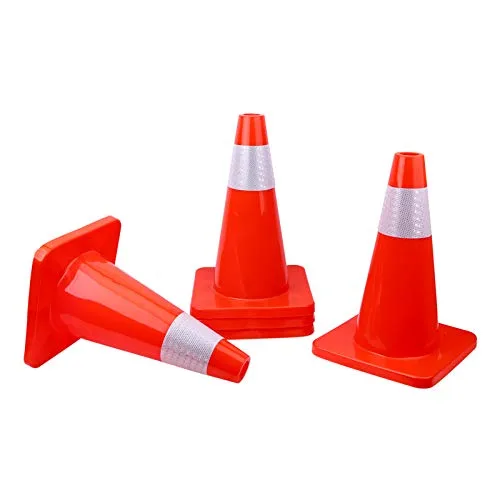 Miniatura 9 de Paquete de 10 conos de tráfico de 18 pulgadas, conos de seguridad de PVC para estacionamiento en carretera, conos de peligro pesados, conos