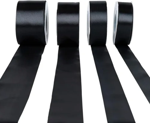 Miniatura 5 de Craft County - Cinta de satén de doble cara de 1 pulgada - Negro - 25 yardas (75 pies) - Ideal para proyectos de manualidades, envoltura, bodas