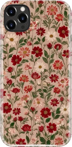 Miniatura 14 de Funda para iPhone 12 Mini, compatible con carga inalámbrica, protección de doble capa con elegante diseño de flores silvestres, silicona suave +