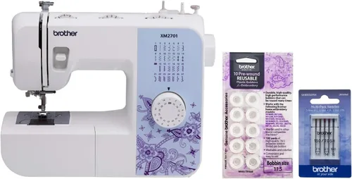 Miniatura 10 de Máquina de coser Brother XM2701 liviana, con todas las funciones, con 27 puntos, función automática para hacer ojales en 1 paso, 6 pies de costura