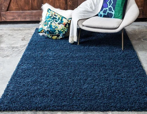 Miniatura 22 de Unique Loom Solid Shag Collection - Alfombra rectangular de 5 pies 1 pulgada x 8 pies, azul zafiro/azul marino Zafiro Azul/Azul Marino