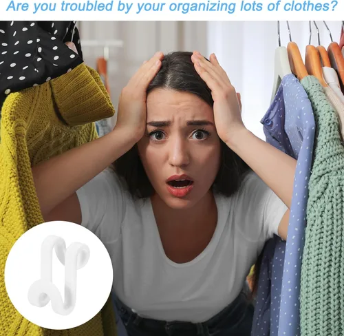 Miniatura 6 de uxcell Ganchos para colgar ropa, 30 unidades, ganchos de plástico ABS, extensores de colgador, ganchos para colgar ahorran espacio para armario Beige