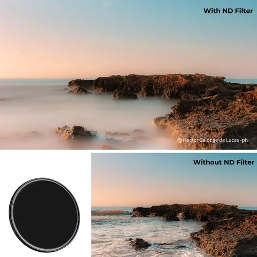 Miniatura 5 de K&F Concept Filtro de lente ND variable ND2-400 de 3.228 in (1-9 paradas) + tapa de filtro de TPU filtro de densidad neutra ajustable con 18
