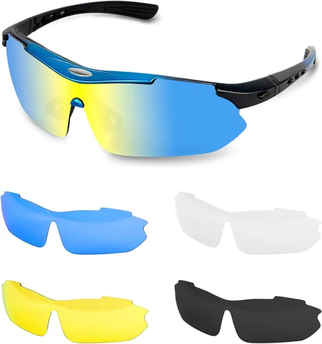 Gafas de sol polarizadas para hombres y mujeres, 5 lentes con protección UV, antirreflejos, para deportes, béisbol, correr