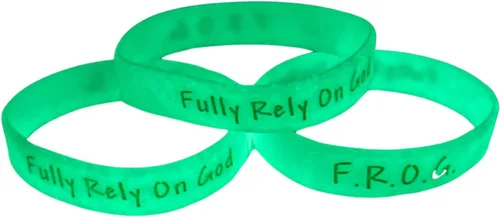 Miniatura 6 de Biblebanz F.R.O.G. Pulseras que brillan en la oscuridad – Pulseras totalmente confiadas en Dios (paquete de 50) pequeñas de 7 pulgadas