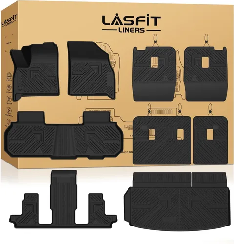 Miniatura 12 de LASFIT Juego completo de tapetes de elastómero termoplástico para todo tipo de clima de ajuste personalizado para automóviles, de 1ª y 2ª fila, 3