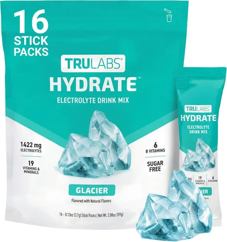 Miniatura 11 de TRULABS Hydrate - Mezcla de bebida con electrolitos – Sabor melocotón y mango, paquetes de hidratación sin azúcar con electrolitos de 1422 mg y 19