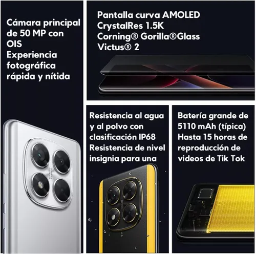Miniatura 4 de XIAOMI Poco X7 5G + 4G LTE (para Tmobile Mint Tello & Global) (256 GB + 8 GB) Ai Curvo 6.67" 50MP Triple Cam NFC Dual sim Desbloqueado Modelo Negro