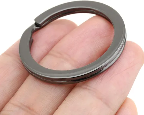 Miniatura 12 de CRAFTMEMORE Llaveros de calidad, anillos planos de metal divididos para llaves de automóvil, accesorios de bricolaje, artesanía en cuero, 10 piezas