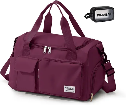 Miniatura 66 de Bolsa de Gimnasio Pequeña para Mujer, Bolsa de Lona de Viaje, Bolsa de Fin de Semana con Compartimento para Zapatos